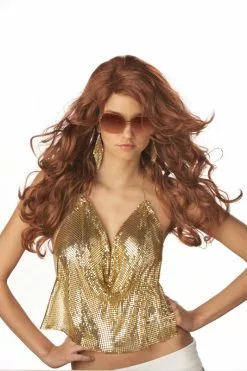 Sexy Super Model Costume Wig - Auburn