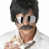 Ace Detective Costume Wig And Moustache (Black/Silver)