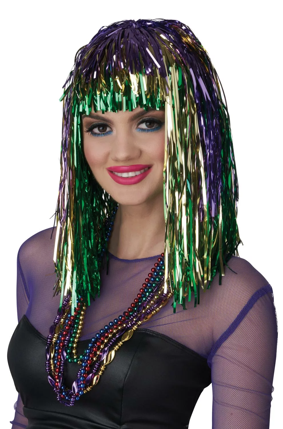 Mardi Gras Tinsel Adult Wig
