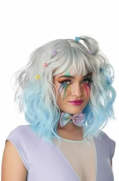 Pastel Textured Long Bob Adult Wig (Gray/Blue)