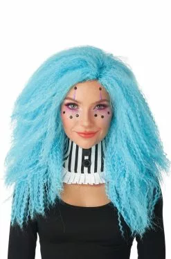Crimped N Kooky Adult Wig (Blue)