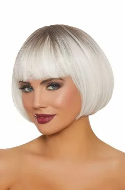 Dip Dye Short Bob Wig (White/Grey)