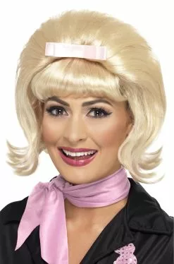 50s Flicked Beehive Bob Adult Wig (Blonde)
